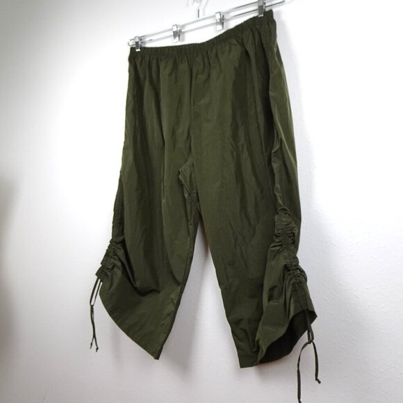 Bryn Walker Side Ruched Pants Women's Plus Size 3X Green Wide Leg Made in USA - Picture 3 of 10